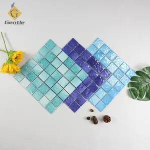 Blue Variation Ceramic Mosaic Tiles 306*306mm Porcelain Swimming Pool Mosaic Tiles Factory Price