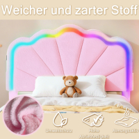 Le lit Teddy de vos rêves vous attend avec des lumières synchronisées sur la musique, un chargeur USB Type C et des tiroirs coulissants rose et blanc