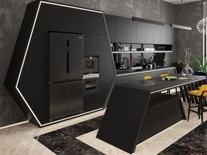 Cuisine modulaire de luxe avec finition en marbre haut de gamme, éclairage moderne, rangement intelligent et style contemporain élégant - Product Image 2
