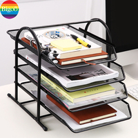 Organizador de Escritorio de Metal con Malla Metálica, Almacenamiento de Archivos, 4 Bandejas, Juego de Papelería para Oficina en Casa, Suministros de Oficina, Zhejiang, 30x34x35cm