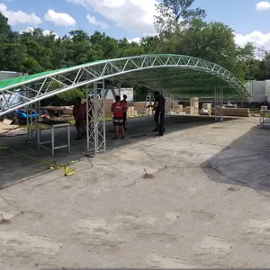 Global Custom Aluminium Concertpodium Platte Ronde Gebogen Gebogen Dak Truss Structuur Grond Ondersteuning Rigging Aluminium Truss Dak