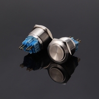 Interrupteur à bouton-poussoir LED momentané ou à réinitialisation, étanche, en acier inoxydable rouge 25 mm, 12 V, certifié TUV CE