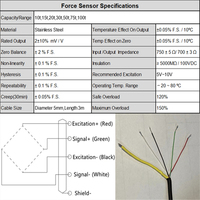 Ingeniería de automatización industrial 500kN Botón Sensor de fuerza de compresión Control de medidor de tensión 10/20/30/50/100t Célula de carga 1000kN