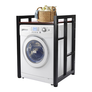 Étagère de rangement noire autoportante <span class=keywords><strong>pour</strong></span> <span class=keywords><strong>machine</strong></span> à <span class=keywords><strong>laver</strong></span>, gain de place, <span class=keywords><strong>pour</strong></span> salle de bain et balcon, fournie directement par l'usine - Product Image 2