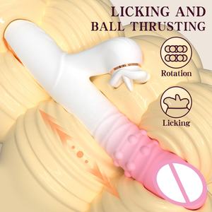 Vibrateur lapin pour femmes, gode télescopique puissant, stimulateur clitoridien vibrant rotatif à billes, masturbateur féminin, jouets sexuels - Product Image 3