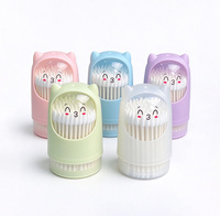 100 cotons-tiges multi-usages à double tête en forme d'ours, pour soins de la peau, violet