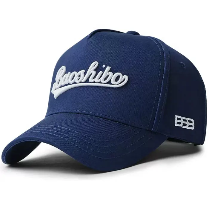 Marineblauw Geborduurd 5 Panel Hoed Aangepast Zwart 5 Panelen Hoed Katoen Custom Geborduurde Sport Baseball Cap 5 Panel Sportpetten