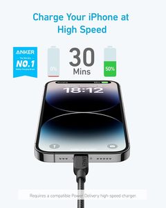 สายเคเบิล ANKER 310 USB-C เป็น <span class=keywords><strong>Lightning</strong></span> ได้รับการรับรอง MFi สำหรับ <span class=keywords><strong>iPhone</strong></span> <span class=keywords><strong>14</strong></span> ซีรีส์ รองรับการชาร์จเร็วและการถ่ายโอนข้อมูล รุ่น A81A5 A81A6 - Product Image 2