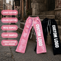 Pantalon cargo évasé délavé à l'acide, style streetwear décontracté, avec appliqué graphique et patch brodé lettres, coupe évasée superposée