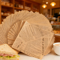 Papier d'emballage personnalisé imprimé pour hamburgers, résistant à la graisse, pour la restauration rapide, charcuterie, sushi, shawarma, sandwich, pain, simple face