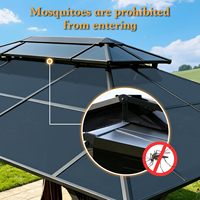 10' x 13' Hardtop Gazebo, Buiten Polycarbonaat Gazebo in de uitverkoop, Dubbel Dak, met Ademend Net & Privacy Gordijn