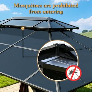 Gazebo de <span class=keywords><strong>Techo</strong></span> Rígido de 10' x 13', Gazebo de Policarbonato para Exteriores en Oferta, <span class=keywords><strong>Techo</strong></span> Doble con Malla Transpirable y Cortina de Privacidad - Product Image 3