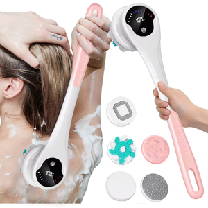 Brosse corporelle électrique rechargeable, étanche IPX6, exfoliante rotative pour SPA, avec 5 têtes de brosse, nettoyage en profondeur, soin du corps sous la douche - Product Image 1