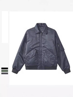 Blouson aviateur vintage pour homme, automne, col montant, fermeture éclair, épais, chaud, écologique, imperméable, 100% nylon polyester, rembourré, décontracté