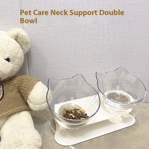 Nouvelle gamelle double inclinée à 15 degrés pour chat et chien, en plastique, protège la colonne cervicale, 3 en 1, facile à nettoyer, fournitures pour animaux de compagnie - Product Image 4