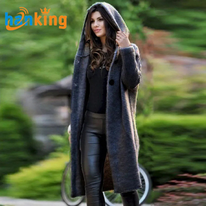 Ehanking Nouveau <span class=keywords><strong>cardigan</strong></span> à <span class=keywords><strong>capuche</strong></span> boutonné à l'avant pour femmes <span class=keywords><strong>Cardigan</strong></span> décontracté à manches longues pour l'automne et l'hiver - Product Image 2