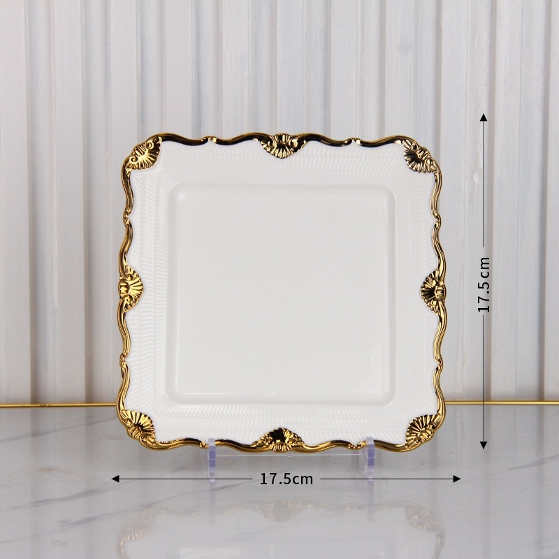 Plato cuadrado de cola de fénix de 7 pulgadas (17,5*17,5*2,3 cm)