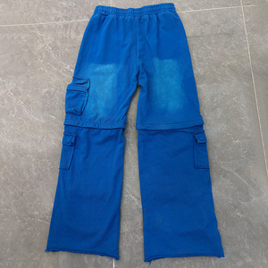 남성용 컨버터블 멀티 포켓 빈티지 카고 바지 스트리트웨어 캐주얼 브랜드 지퍼 오프 느슨한 핏 100% 면 미드 플리스 스트레이트 - Product Image 2