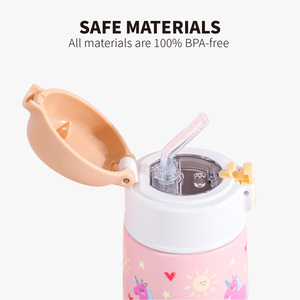 Kids Thermal Flask Double Wall Vacuum Insulated Stainless Steel Water <strong>Bottle</strong> with Handle Lid for Children Drink