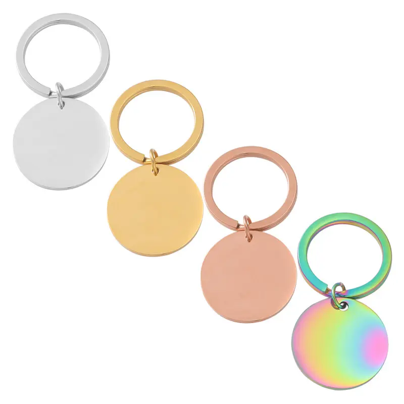 Custom Logo Keychains Stainless Steel 18K Gold Plated Keyring Metal Keyholder Engrave Car Key Chain