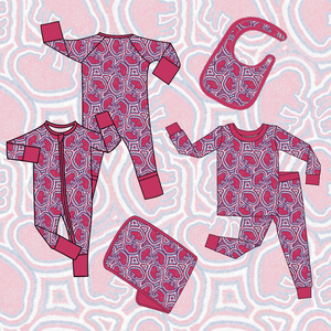ชุดนอนเด็กทารกแบบรอมเปอร์ซิป ลายสุนัขแดง ทำจากผ้าไผ่  ชุดนอนเด็กแรกเกิดแบบสั่งทำ ชุดนอนเด็ก - Product Image 4