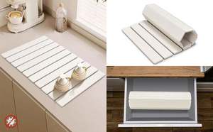 Tapis de séchage de vaisselle en pierre au design moderne, pliable et à séchage instantané, résistant à la chaleur pour comptoir de cuisine fabriqué à la machine - Product Image 6