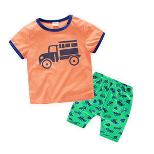 Camiseta y Pantalones Cortos con Estampado de Dibujos Animados, Conjuntos de Verano de Algodón para Niños - Product Image 1