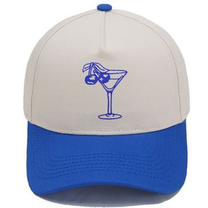 Casquette de baseball brodée multicolore en verre de vin cerise, style rétro décontracté pour hommes et femmes - Product Image 4