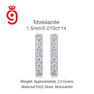 Pendientes de Aro Pequeños con Incrustaciones de Moissanita VVS, <span class=keywords><strong>Plata</strong></span> <span class=keywords><strong>925</strong></span>, Chapado en Oro de 18K, Prueba de Diamante D VVS, Pendientes de Aro de Moissanita - Product Image 6