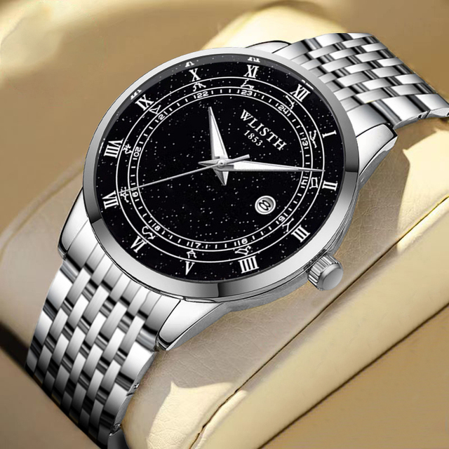 Swiss brand Fashionable trendy cross-border simple and casual calendar steel band business quartz men's watches