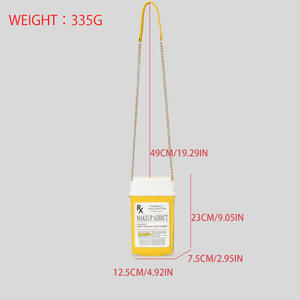 クリエイティブ新流行のメッセンジャーバッグ奇妙な医学ボトル文字Puハンドバッグ小さな携帯電話バッグコントラストチェーン - Product Image 2