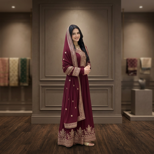 Karma Fashion - Lehenga Choli Dupatta Rosa Bordado, Hermoso y de Secado Rápido, Corte Regular, para Fiestas de Invierno/Verano, India - Product Image 1
