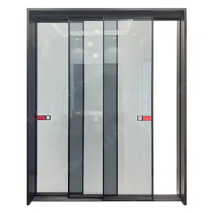 Balkon Kamar Mandi Aluminium Slim Frame Linkage Saku Tersembunyi Pintu Geser Kaca Ganda dengan Layar
