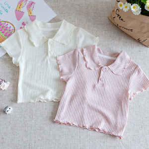 Camiseta <span class=keywords><strong>de</strong></span> algodón <span class=keywords><strong>de</strong></span> manga corta para niñas, nueva colección <span class=keywords><strong>de</strong></span> verano 2025, estilo coreano, cuello dulce <span class=keywords><strong>de</strong></span> <span class=keywords><strong>muñeca</strong></span>, tratamiento suave que absorbe la humedad para bebés. - Product Image 3