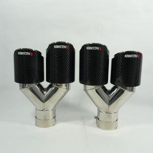 Embout d'échappement universel double FAIZJUNBEN, côté droit, finition brillante en fibre de carbone, embout de silencieux d'échappement quadruple - Product Image 6