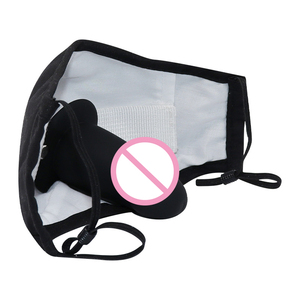 Silikon <span class=keywords><strong>Penis</strong></span> Plug Dildo Gag Fetisch BDSM Bondage Sexspielzeug für Frau Adult Game Schwarze Maske mit abnehmbarem Knebel mit offenem Mund - Product Image 2