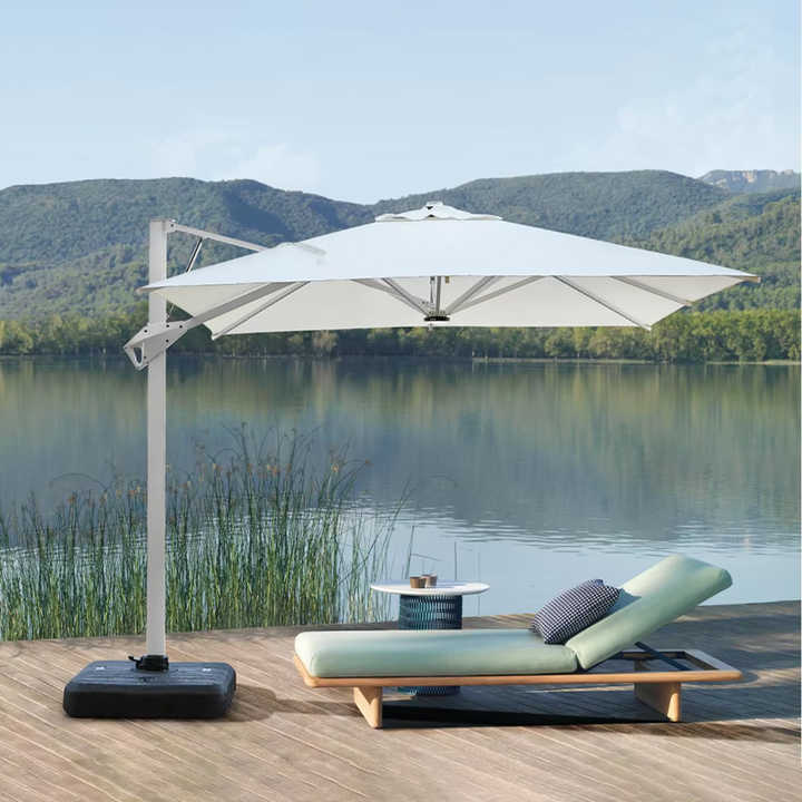 biggest size patio umbrella 15ft Extra Large Outdoor with Solar Lights & Base, Navy PURPLE LEAF has been dedicated to delivering high Save Big On Large Patio
