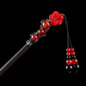 Horquilla Antigua de Madera de Ébano Negro con Borla, Accesorio para el Cabello de Madera, Horquilla Hanfu, Accesorios para el Cabello de Traje Tradicional Chino - Product Image 6