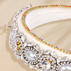 Diadema de diamantes de imitación Hua Liyu, tocado de cristal barroco blanco y negro para mujer, accesorios para el cabello de novia - Product Image 4