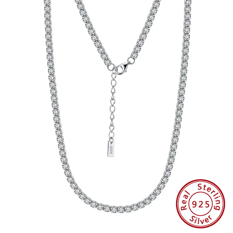 RINNTIN SC Sterling Silver Gold Cuban Link Chain Necklaces for Women Men Cadena De Plata 925 Fine Jewelry