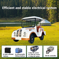 Vehículo Turístico Ecológico Eléctrico de 72V con Batería de Litio, Clásico, Retro, Tracción Trasera, 5 Pasajeros, 30Km/h, Abierto