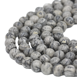 Cuentas sueltas de piedra de mapa Natural de 4/6/8/10/12mm, cuentas sueltas de piedras preciosas redondas de piedra Natural para fabricación de joyas DIY - Product Image 2
