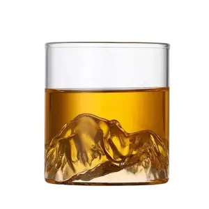 Individuelles Logo 6 Unzen 10 Unzen umweltfreundlicher luxuriöser Whiskey-Glas durchsichtiges gebirgsförmiges Glas Weinglas