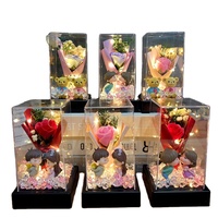 Bouquet de roses éternelles sous cloche en verre avec éclairage LED, blanc chaud, longue durée (3-5 ans), pour couples, Noël, 520
