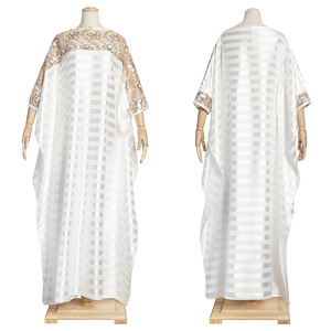 <span class=keywords><strong>Robe</strong></span> Kaftan Africaine 2023 pour Femmes Musulmanes, Grande Taille, Décontractée, Broderie Ample, Dentelle <span class=keywords><strong>Blanche</strong></span>, <span class=keywords><strong>Robe</strong></span> à Paillettes pour Femmes - Product Image 4