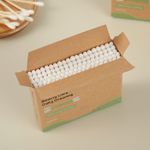 Sinh thái thân thiện phân hủy sinh học Q lời khuyên <span class=keywords><strong>100</strong></span> pcs bông tăm bông bên Mở Cửa Sổ tre dính bông nụ với Kraft hộp giấy - Product Image 4