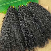 Lots de Cheveux Humains Bouclés Afro Crépus 12A, Tissage 100% Brut Non Traité Vierge pour Tresses Bouclées 4B 4C