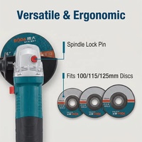 Meuleuse d'angle sans balais certifiée CE 220-240V avec interrupteur latéral 100/115/125mm, meuleuse d'angle professionnelle industrielle pour la construction