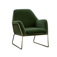 Fauteuil lounge rembourré en velours jaune pour salon ou coin de chambre