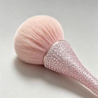 Kuas Makeup Vegan Bulu Sintetis Berhiaskan Rhinestone Multiwarna Gagang Berkilau Besar untuk Kecantikan dan Kuku